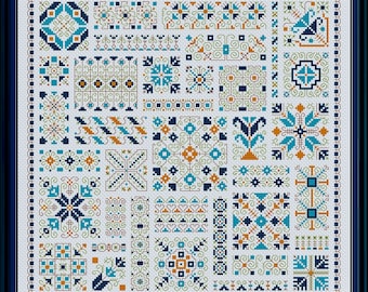 Lagartera Sampler - Cross Stitch and Blackwork Embroidery Pattern