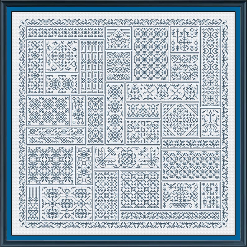 Chinese Blackwork Sampler - Embroidery Pattern - Etsy