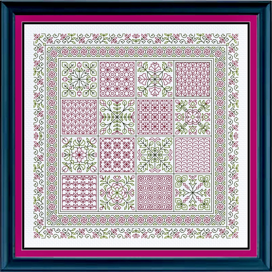 Blackwork Flowers - Embroidery Sampler Pattern - Etsy