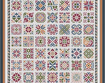 Heritage Cross Stitch Motifs - Embroidery Sampler Pattern
