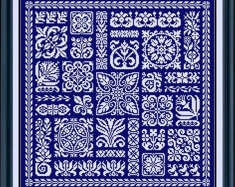 フランス　アンティーク　サンプラー フランスアンティークアルファベット刺繍サンプラーフレーム入り 1933