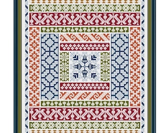 Portuguese Embroidery Sampler - Cross Stitch and Blackwork Pattern