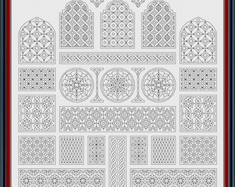 Blackwork Windows - Embroidery Sampler Pattern