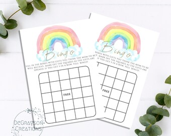 Rainbow Bingo Baby Shower Game, Rainbow Baby Shower Bingo, Rainbow Game Instant Download, Rainbow Bingo 5x7, RA1
