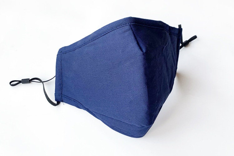 Black/grey/navy Cotton Face Mask Filter Pocket Nose Wire Three Etsy UK