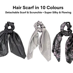 Hair Scarf, Satin Scrunchie Scarf, Hair Ties, Hair Accessories, Satin Scrunchies with scarf, Scrunchies with tails, Paisley Scrunchies UK
