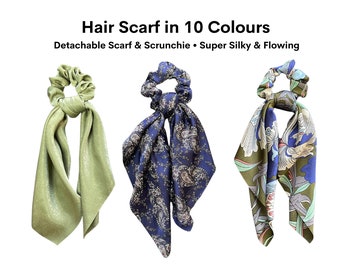 Foulard pour cheveux, chouchou en satin, élastiques pour cheveux, accessoires pour cheveux, chouchous en satin avec écharpe, chouchous avec queue de cheval, chouchous cachemire UK