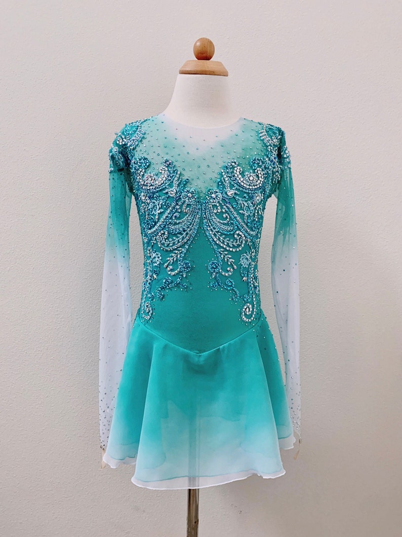 Figure Skating Dress Competition Skating Dress Teal Skating Etsy