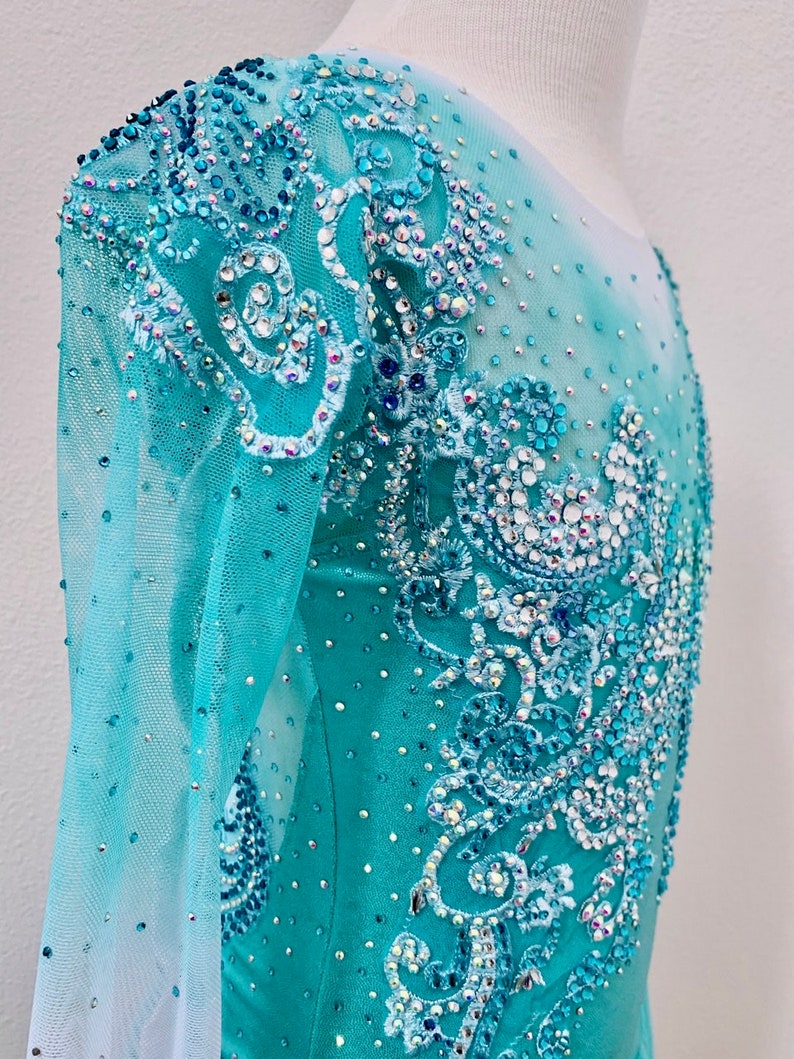 Figure Skating Dress Competition Skating Dress Teal Skating Etsy