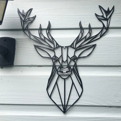 Geometric Deer Stag Animal Wall Art Decor Hanging Decoration Etsy