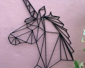 Geometric Unicorn Head, Animal Head, Wall Art, Garden Art , Girls bedroom Art, Wall Decoration,