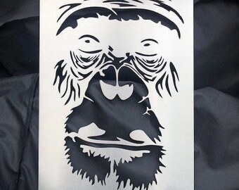 Gorilla Face Metal Art, Brushed Stainless Steel, Garden Art , Wall Art,