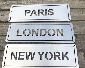 London, Paris, New York Signs, London Wall Sign, Paris Wall Sign , New York Wall Sign, Wall Art