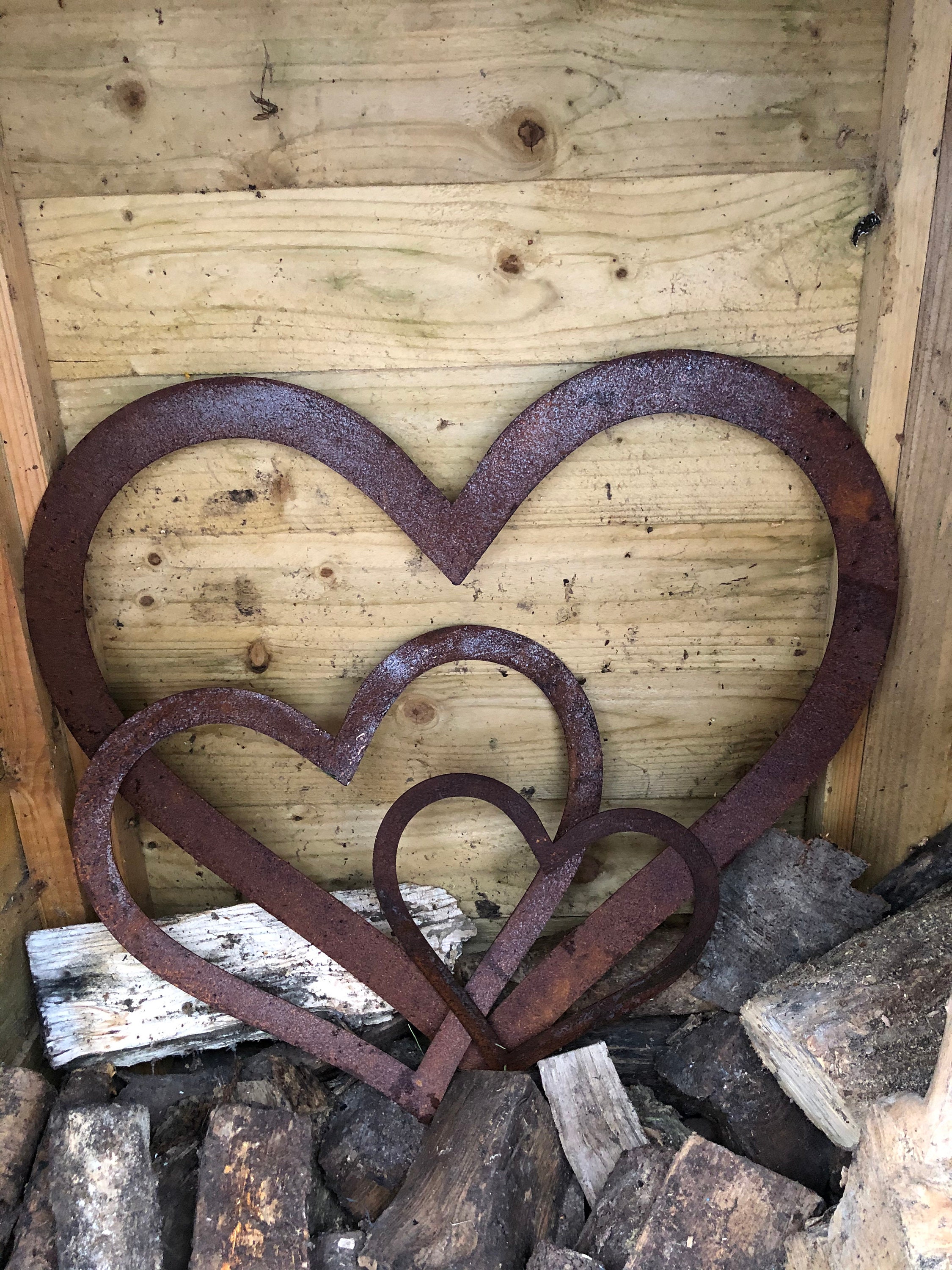 Rustic Set of 3 Hearts Rusty Art Love Heart Rusty Hearts Etsy UK