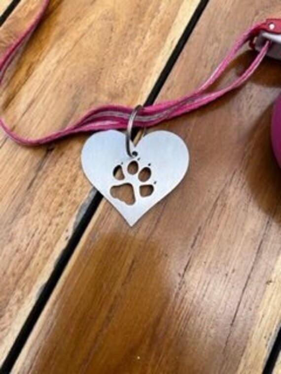 Dog Paw Print Keyring Paw Print Keyring Heart Keyring Etsy