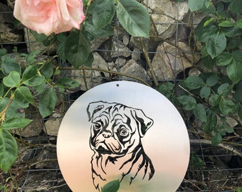 Pug Wall Decor / Pug Head Garden Gift / Dog Wall Sign / Dog Memorial / Dog Lover Gift / Dog Wall Art /  Metal Pug Head