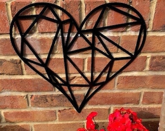Geometric Heart Wall Art, Heart Garden Art, Wall Art, Garden Art , Home Decoration, Garden Decoration