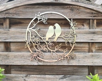 Bird, Branches Portrait , Stainless Steel Round Wall Art. Bird Wall Art, Branches Wall Art , Wall Art, Stainless Steel , Garden Art