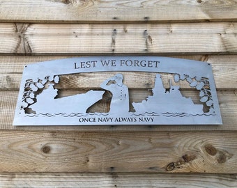 Navy Memorial Plaque, Lest We Forget, Remembrance, Navy Art, Navy Plaque, Garden Art