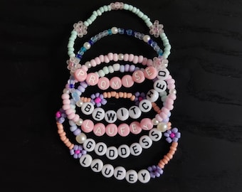 Laufey friendship bracelet, custom bead bracelet, coquette girly bracelet, best friends, gift for her, festivals, concerts