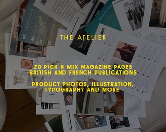 Pick n Mix / 20 Pc Bundle / Product Photography, Illustrations & Text / Collage Kit / Journaling Ephemera / Scrapbook Paper / Vision Board