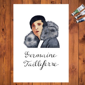Music / Illustration of Women composers / Women composers / Watercolor woman / Germaine Tailleferre /Music print / womeninmusicology