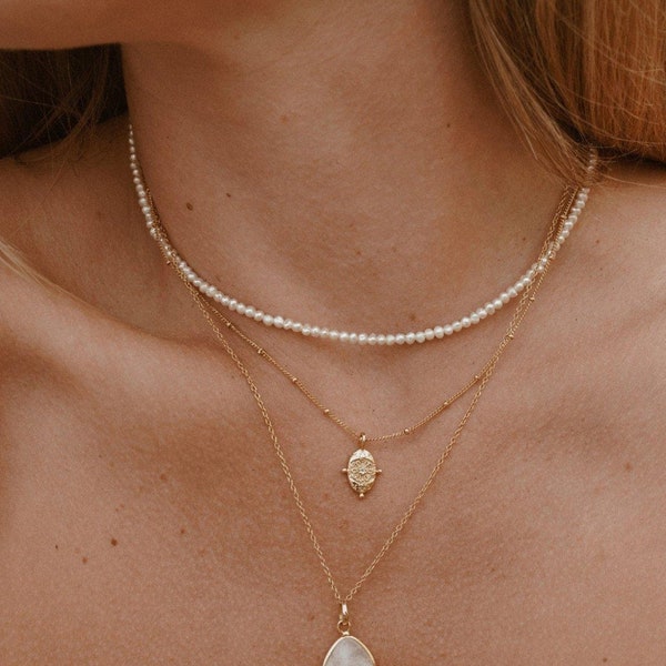 Collier de perles d'eau douce délicates, collier de plusieurs perles, collier de perles délicates, collier de mariée, bijoux de mariage, cadeau de mariage