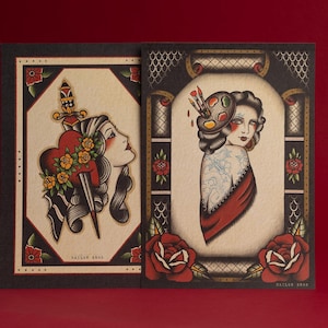A3 SET- 2 Traditional Tattoo style prints Sailor Broo (Gypsy/Artist)- A3 size