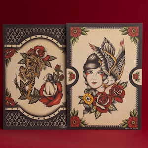 A3 SET- 2 Traditional tattoo style prints Sailor Broo (Tiger/Eagle)- A3 size