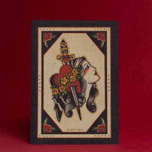 Tatuaje tradicional de mujer gitana (tamaño A4/A3)