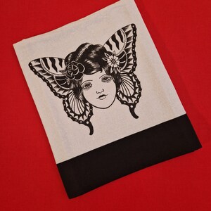 Tea Towel Traditional Woman Butterfly tattoo