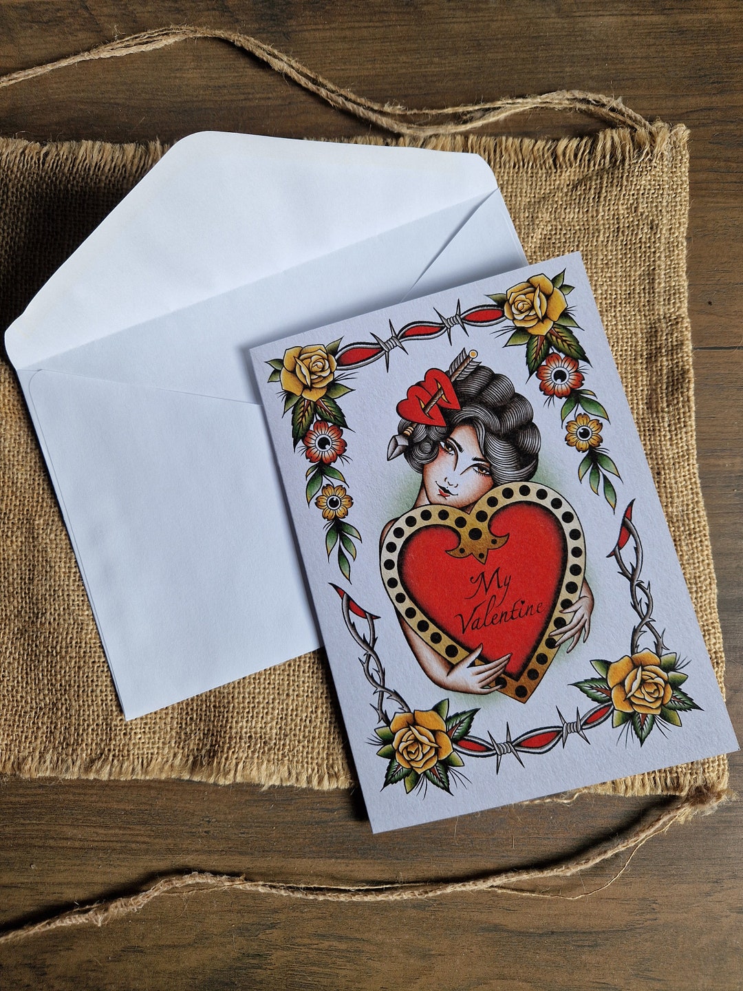 A5 Traditional Tattoo Valentine's Day Card, Love's Card, Relationship ...