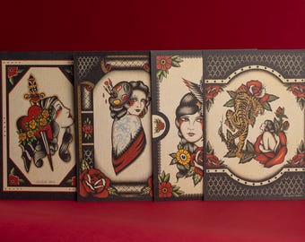 A4 SET- 4 prints Sailor Broo - Traditional tattoo A4 size print.