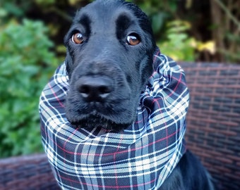 Redgranate snoods for cocker spaniels, tartan snood, dog snood, cocker spaniels snood, neck protector, spaniel ears cover