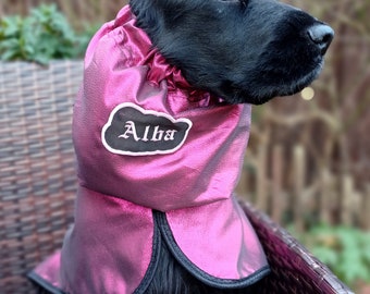 Show coat for cocker spaniel + snood Redgranate, Personalised , embroidered,