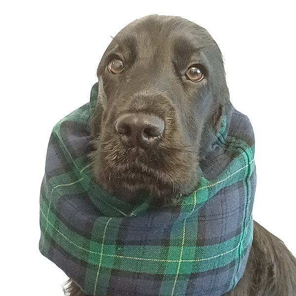 Redgranate,cocker spaniel snood, spaniel snood, tartan snood, dog snood, dog scarf,