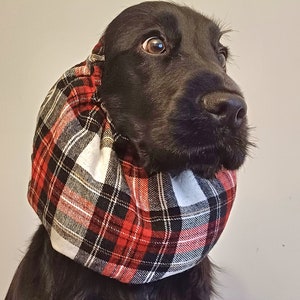 Redgranate, cocker spaniel snood, dog snood, spaniel snood, tartan snood, winter snood, ears cover