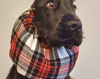 Redgranate, cocker spaniel snood, dog snood, spaniel snood, tartan snood, winter snood, ears cover