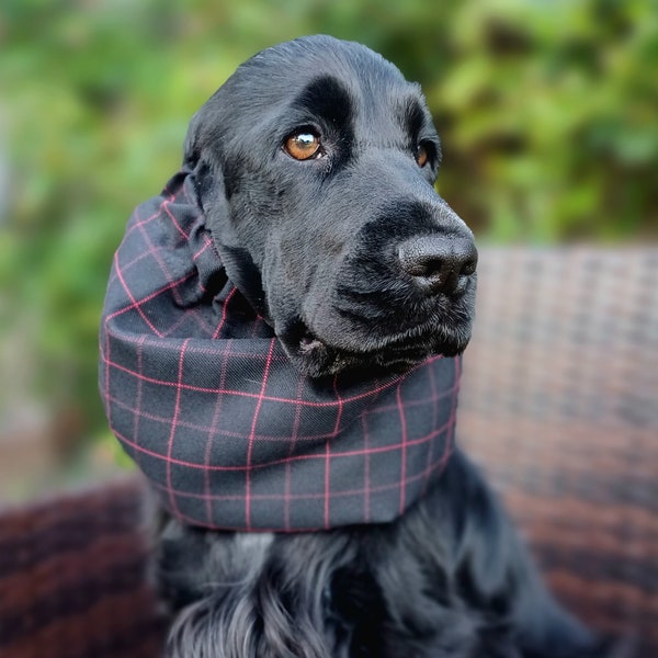 Redgranate, cocker spaniel snood, spaniel snood, dog snood, dog protector, ears clean, ears cover, cocker spaniel winter coat, winter snood.