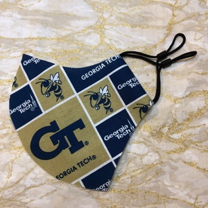 Georgia Tech Adjustable Fabric Face Mask, Washable and Reusable Face Covering