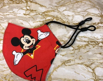 Disney Mickey Mouse Adjustable Fabric Face Mask, Washable and Reusable Face Covering, Kids Allergy Dust Mask