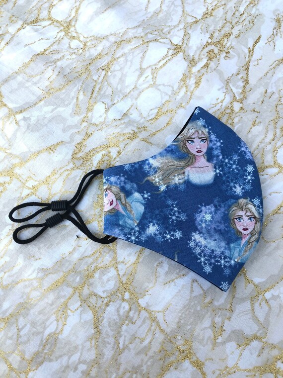 Elsa Frozen Disney Fabric Face Mask Adjustable Washable And Etsy