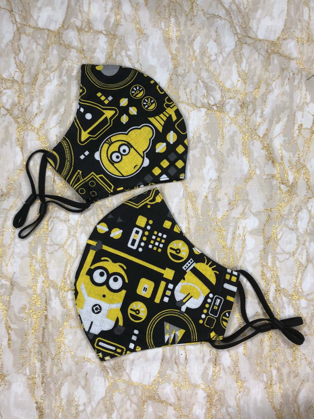 Mens Adjustable Black Minion Face Mask Washable and Reusable Etsy