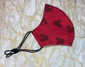 Disney Mickey Mouse Adjustable Fabric Face Mask, Washable and Reusable Face Covering, Kids Adult Allergy Dust Mask