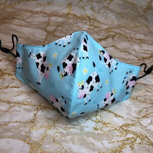 Cows Adjustable Fabric Face Mask, Washable and Reusable Face Covering, Kids Adult Allergy Dust Mask