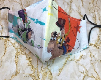 Toy Story Adjustable Fabric Face Mask, Washable and Reusable Face Covering, Kids Allergy Dust Mask