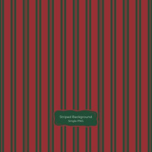 May include: A digital graphic featuring a repeating pattern of vertical stripes in dark red and dark green. Centered at the bottom is a dark green rounded rectangular label containing the white text Striped Background Single PNG.