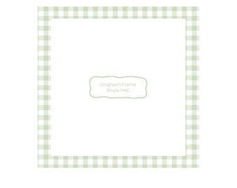 Sage Green White Gingham Frame Background PNG