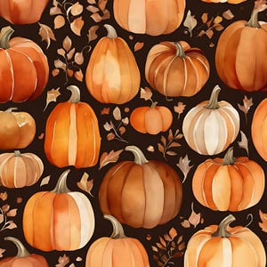 Fall Autumn Pumpkins & Leaves PNG: Digital Paper for Scrapbooking Sublimation Planner Junk Journal (Digital Download)