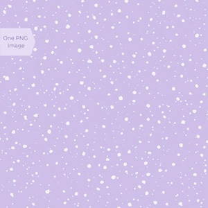 Peut inclure: Un motif sans couture avec un fond violet clair et une dispersion de points blancs. Les points sont de tailles variables et sont répartis de manière irrégulière, créant un effet moucheté. Le texte "One PNG Image" est dans le coin supérieur gauche.